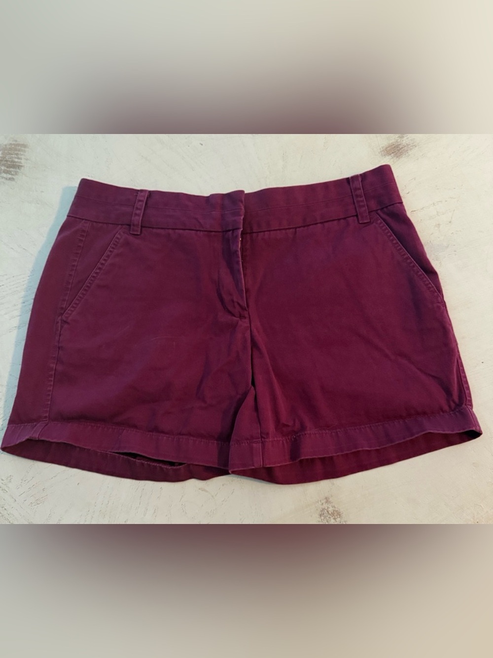 J. Crew Women's Burgundy Cotton Chino Broken-In Rolled Hem Shorts Sz 6
